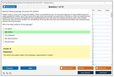 Test Prep PRAXIS-Reading-Section Pre-Professional Skills Test (PPST) - Reading Section Practice test exam simulator test engine exam Prep practice test questions answers Image 1