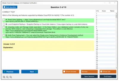 Alibaba Cloud ACA-Database ACA Database Certification Practice test exam simulator test engine exam Prep practice test questions answers Image 3