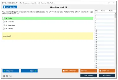 SAP C_C4H630_21 SAP Certified Development Associate - SAP Customer Data Platform Practice test exam simulator test engine exam Prep practice test questions answers Image 10