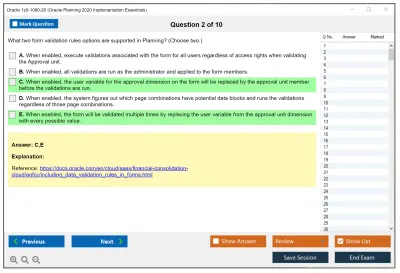 Oracle 1z0-1080-20 Oracle Planning 2020 Implementation Essentials Practice test exam simulator test engine exam Prep practice test questions answers Image 2