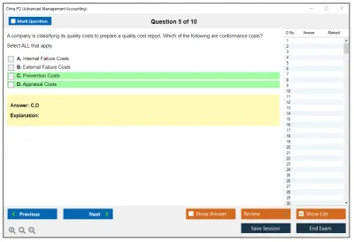 Cima P2 Advanced Management Accounting Practice test exam simulator test engine exam Prep practice test questions answers Image 5