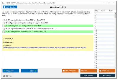 Cisco 210-065 CCNA Collaboration Implementing Cisco Video Network Devices (CIVND) Practice test exam simulator test engine exam Prep practice test questions answers Image 2