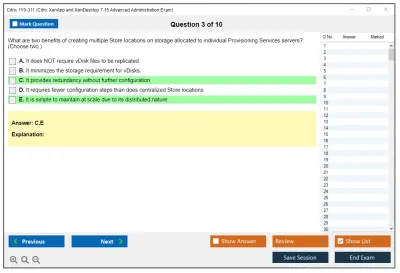Citrix 1Y0-311 Citrix XenApp and XenDesktop 7.15 Advanced Administration Exam Practice test exam simulator test engine exam Prep practice test questions answers Image 3