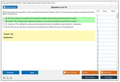 Pegasystems PEGAPCSSA86V1 Pega Certified Senior System Architect (PCSSA) 86V1 Practice test exam simulator test engine exam Prep practice test questions answers Image 4