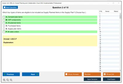 Oracle 1z0-1066-22 Oracle Planning and Collaboration Cloud 2022 Implementation Professional Practice test exam simulator test engine exam Prep practice test questions answers Image 2