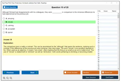 Test Prep PSAT-Test Preliminary Scholastic Aptitude Test: Math, Reading Practice test exam simulator test engine exam Prep practice test questions answers Image 10