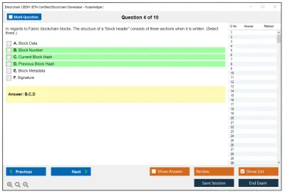 Blockchain CBDH BTA Certified Blockchain Developer – Hyperledger Practice test exam simulator test engine exam Prep practice test questions answers Image 4