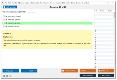 Test Prep TEAS-Test Test of Essential Academic Skills: Reading Comprehension, Sentence Correction, Math Problem Solving, Sentence Completion Practice test exam simulator test engine exam Prep practice test questions answers Image 18