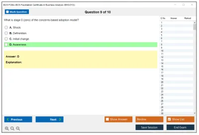 BCS FCBA BCS Foundation Certificate in Business Analysis (BH0-013) Practice test exam simulator test engine exam Prep practice test questions answers Image 9