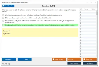 Splunk SPLK-2003 Splunk SOAR Certified Automation Developer Exam Practice test exam simulator test engine exam Prep practice test questions answers Image 6