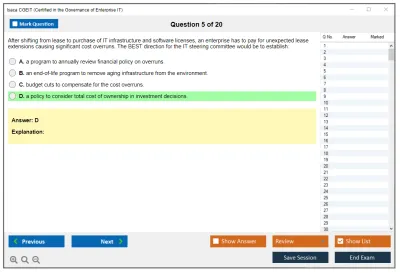 Isaca CGEIT Certified in the Governance of Enterprise IT Exam Practice test exam simulator test engine exam Prep practice test questions answers Image 5