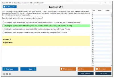 Oracle 1z0-1072-22 Oracle Cloud Infrastructure 2022 Architect Associate Practice test exam simulator test engine exam Prep practice test questions answers Image 8