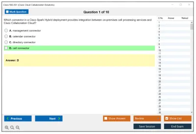 Cisco 500-301 Cisco Cloud Collaboration Solutions Practice test exam simulator test engine exam Prep practice test questions answers Image 1
