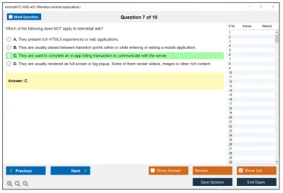 Android AND-403 Monetize Android Applications Practice test exam simulator test engine exam Prep practice test questions answers Image 7