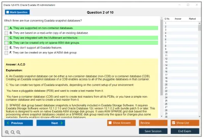Oracle 1z0-070 Oracle Exadata X5 Administration Practice test exam simulator test engine exam Prep practice test questions answers Image 2