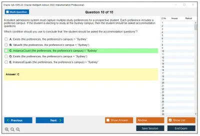 Oracle 1z0-1035-22 Oracle Intelligent Advisor 2022 Implementation Professional Practice test exam simulator test engine exam Prep practice test questions answers Image 10