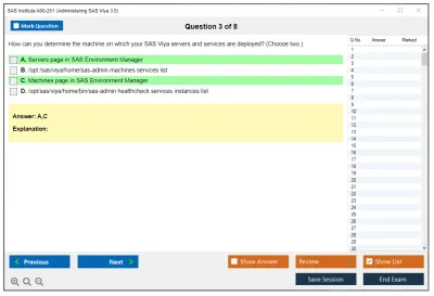 SAS Institute A00-251 Administering SAS Viya 3.5 Practice test exam simulator test engine exam Prep practice test questions answers Image 3