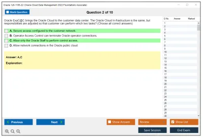 Oracle 1z0-1105-22 Oracle Cloud Data Management 2022 Foundations Associate Practice test exam simulator test engine exam Prep practice test questions answers Image 2