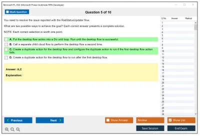 Microsoft PL-500 Microsoft Power Automate RPA Developer Practice test exam simulator test engine exam Prep practice test questions answers Image 5