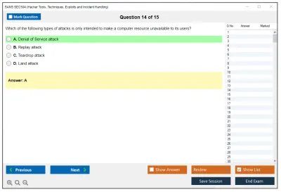 SANS SEC504 Hacker Tools, Techniques, Exploits and Incident Handling Practice test exam simulator test engine exam Prep practice test questions answers Image 14