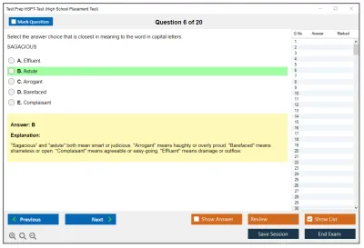 Test Prep HSPT-Test High School Placement Test Practice test exam simulator test engine exam Prep practice test questions answers Image 6