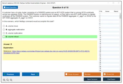 Network Appliance NS0-520 NetApp Certified Implementation Engineer - SAN Specialist ONTAP Practice test exam simulator test engine exam Prep practice test questions answers Image 9