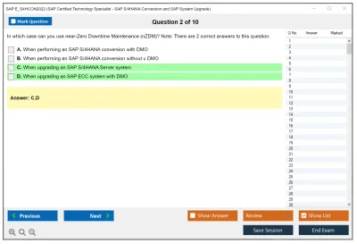 SAP E_S4HCON2022 SAP Certified Technology Specialist - SAP S/4HANA Conversion and SAP System Upgrade Practice test exam simulator test engine exam Prep practice test questions answers Image 2