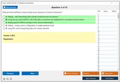 Oracle 1z0-883 MySQL 5.6 Database Administrator Practice test exam simulator test engine exam Prep practice test questions answers Image 3