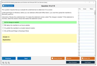Microsoft MS-600 Building Applications and Solutions with Microsoft 365 Core Services Practice test exam simulator test engine exam Prep practice test questions answers Image 10