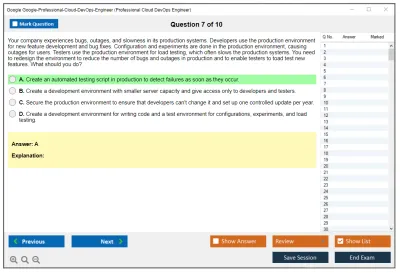 Google Google-Professional-Cloud-DevOps-Engineer Google Cloud Certified - Professional Cloud DevOps Engineer Exam Practice test exam simulator test engine exam Prep practice test questions answers Image 7