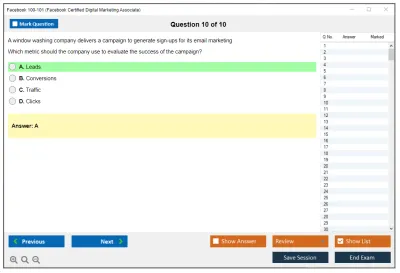 Facebook 100-101 Facebook Certified Digital Marketing Associate Practice test exam simulator test engine exam Prep practice test questions answers Image 10
