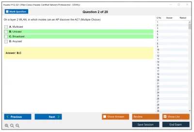Huawei H12-321 Wlan-Cewa (Huawei Certified Network Professional - CEWA) Practice test exam simulator test engine exam Prep practice test questions answers Image 2