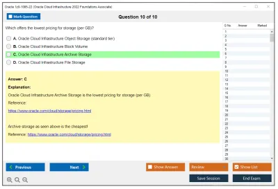 Oracle 1z0-1085-22 Oracle Cloud Infrastructure 2022 Foundations Associate Practice test exam simulator test engine exam Prep practice test questions answers Image 10