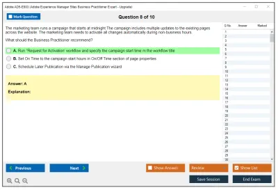 Adobe AD5-E803 Adobe Experience Manager Sites Business Practitioner Expert - Upgrade Practice test exam simulator test engine exam Prep practice test questions answers Image 8