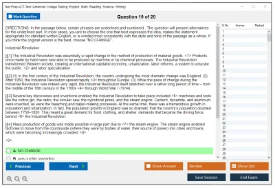 Test Prep ACT-Test American College Testing: English, Math, Reading, Science, Writing Practice test exam simulator test engine exam Prep practice test questions answers Image 19