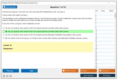 FileMaker FM0-302 FileMaker8 Developer Essentials Exam Practice test exam simulator test engine exam Prep practice test questions answers Image 7