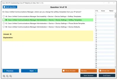 Cisco 300-070 Implementing Cisco IP Telephony &amp; Video, Part 1 v1.0 Practice test exam simulator test engine exam Prep practice test questions answers Image 14