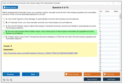 Oracle 1z0-1054-20 Oracle Financials Cloud: General Ledger 2020 Implementation Essentials Practice test exam simulator test engine exam Prep practice test questions answers Image 6