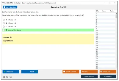 PRMIA 8002 PRM Certification - Exam II: Mathematical Foundations of Risk Measurement Practice test exam simulator test engine exam Prep practice test questions answers Image 5