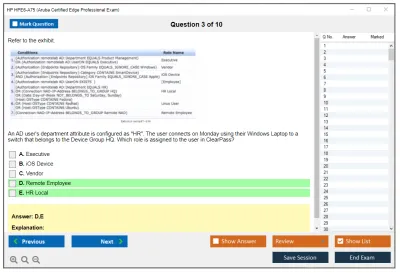 HP HPE6-A75 Aruba Certified Edge Professional Exam Practice test exam simulator test engine exam Prep practice test questions answers Image 3