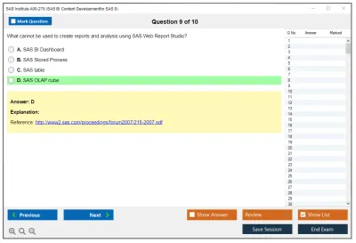 SAS Institute A00-270 SAS BI Content Developmentfor SAS 9 Practice test exam simulator test engine exam Prep practice test questions answers Image 9