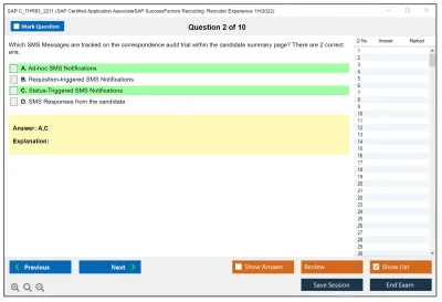 SAP C_THR83_2211 SAP Certified Application AssociateSAP SuccessFactors Recruiting: Recruiter Experience 1H/2022 Practice test exam simulator test engine exam Prep practice test questions answers Image 2
