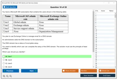 Microsoft MS-100 Microsoft 365 Identity and Services Practice test exam simulator test engine exam Prep practice test questions answers Image 18