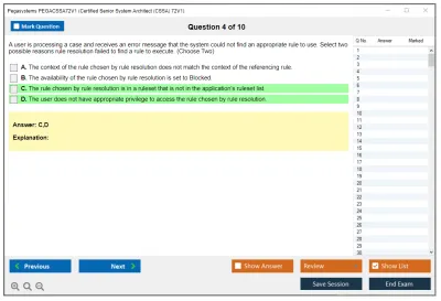 Pegasystems PEGACSSA72V1 Certified Senior System Architect (CSSA) 72V1 Practice test exam simulator test engine exam Prep practice test questions answers Image 4