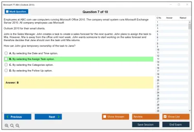 Microsoft 77-884 Outlook 2010 Practice test exam simulator test engine exam Prep practice test questions answers Image 7