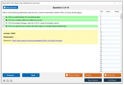 Splunk SPLK-1002 Splunk Core Certified Power User Exam Practice test exam simulator test engine exam Prep practice test questions answers Image 2