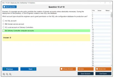 Citrix 1Y0-301 Deploying Citrix XenDesktop 7.6 Solutions Practice test exam simulator test engine exam Prep practice test questions answers Image 10