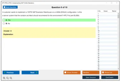 HP HPE2-CP02 Implementing SAP HANA Solutions Practice test exam simulator test engine exam Prep practice test questions answers Image 6