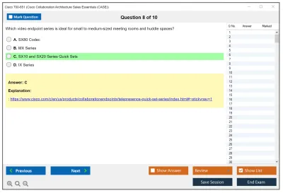 Cisco 700-651 Cisco Collaboration Architecture Sales Essentials (CASE) Practice test exam simulator test engine exam Prep practice test questions answers Image 8