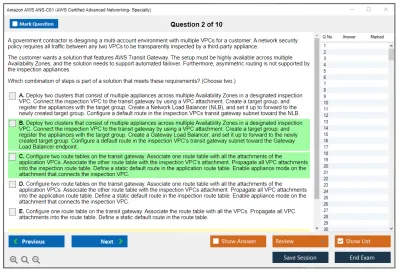 Amazon AWS ANS-C01 Amazon AWS Certified Advanced Networking - Specialty Practice test exam simulator test engine exam Prep practice test questions answers Image 2